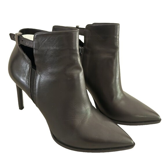 Vince Calla Leather Ankle High Heel Boots Women Size US 9.5 EU 41 Black Booties - Picture 10 of 12